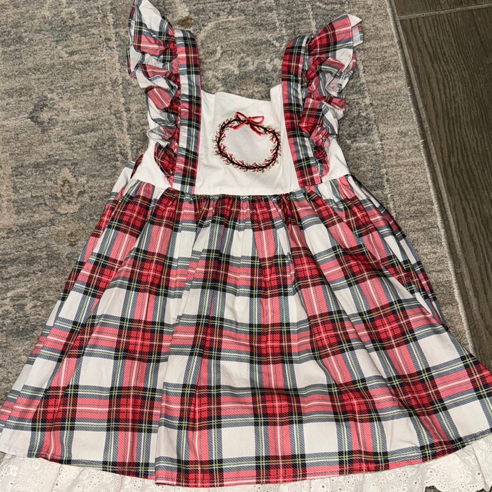 Plaid Ruffle Kids Formal Dress